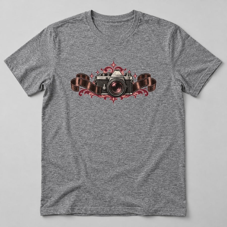 Camera Film Roll T-Shirt in Heather Grey