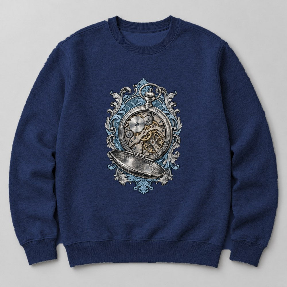 Pocket Watch Gears Sweatshirt in Navy
