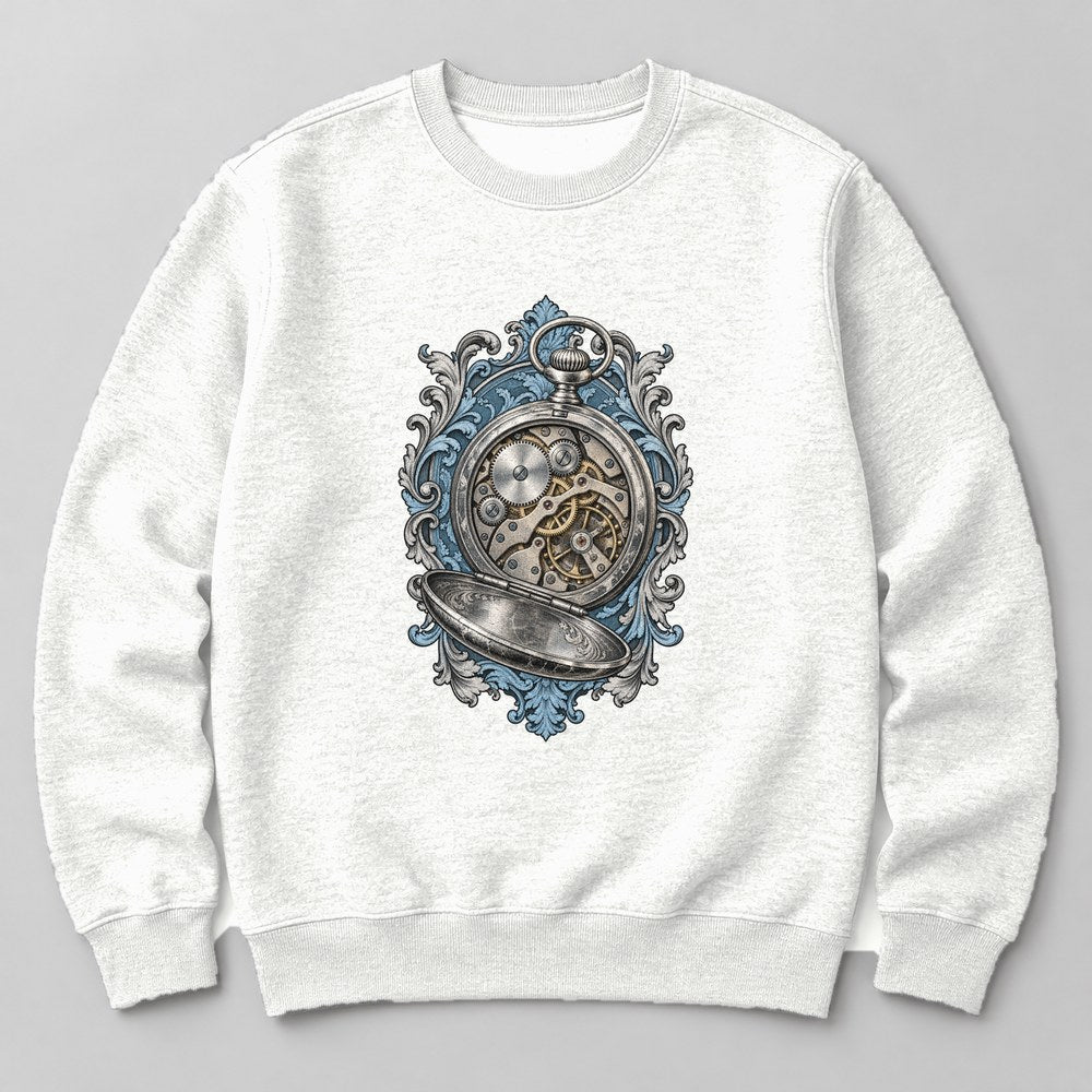 Pocket Watch Gears Sweatshirt in White