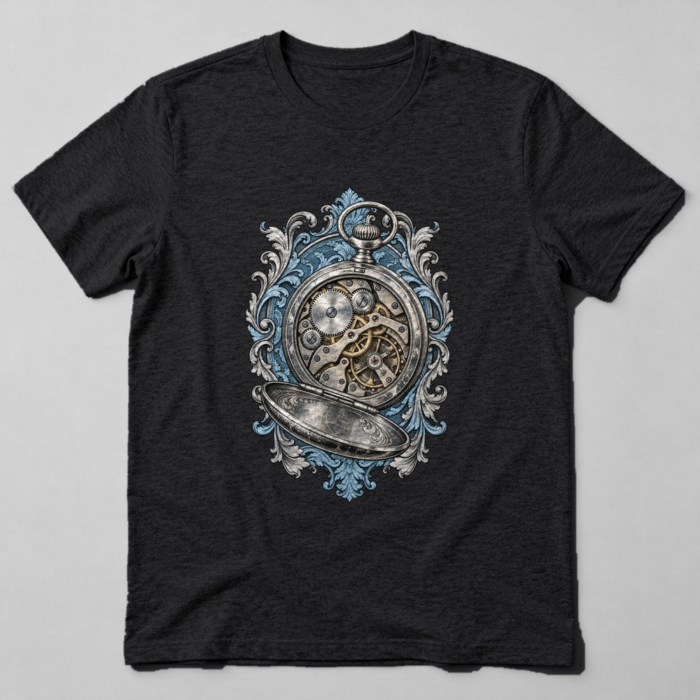 Pocket Watch Gears T-Shirt in Black