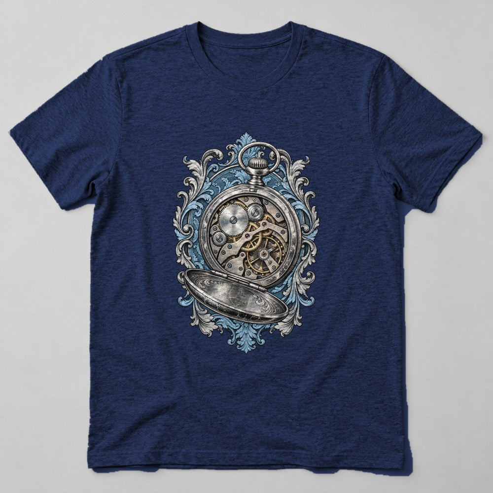 Pocket Watch Gears T-Shirt in Navy