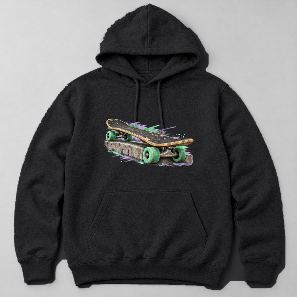 Skateboard Retro Hoodie in Black