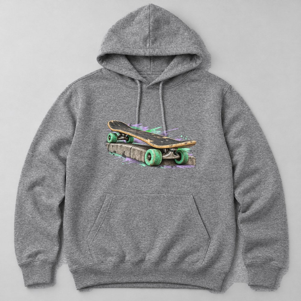 Skateboard Retro Hoodie in Heather Grey