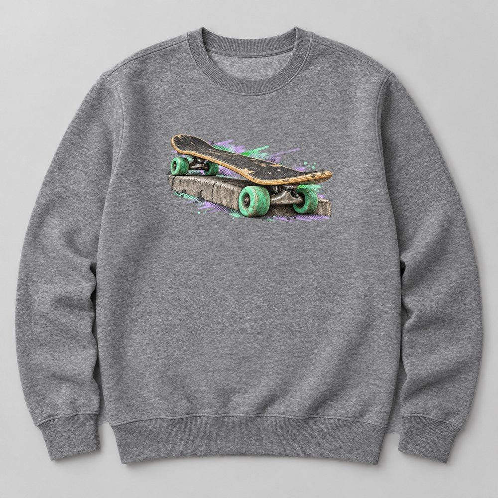 Skateboard Retro Sweatshirt in Heather Grey