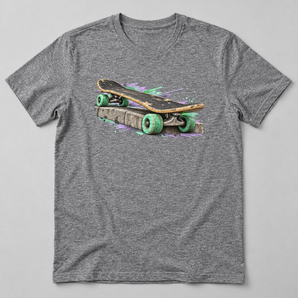 Skateboard Retro T-Shirt in Heather Grey