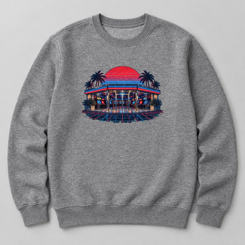 Neon Diner Arcade Sweatshirt in Heather Grey