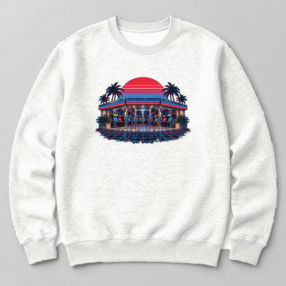 Neon Diner Arcade Sweatshirt in White