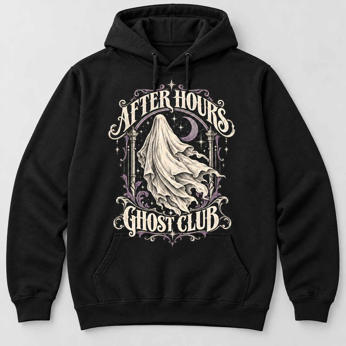 H002 — Black hoodie mockup; illustrative preview
