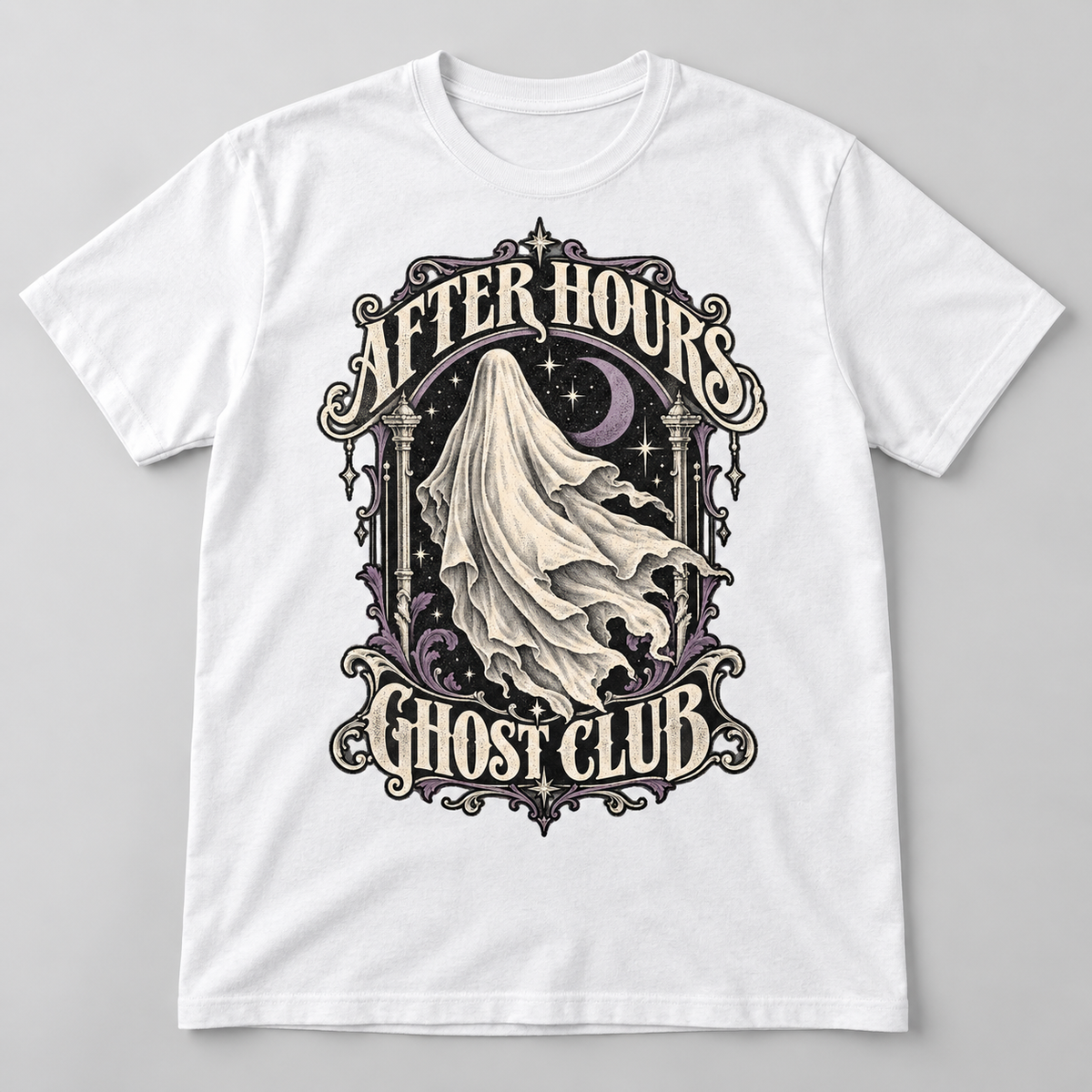 H002 — White generic unisex crew-neck T-shirt mockup; illustrative preview