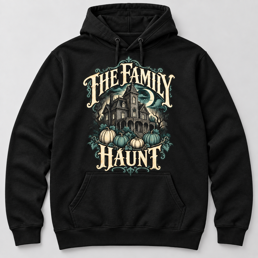 H007 — Black hoodie mockup; illustrative preview