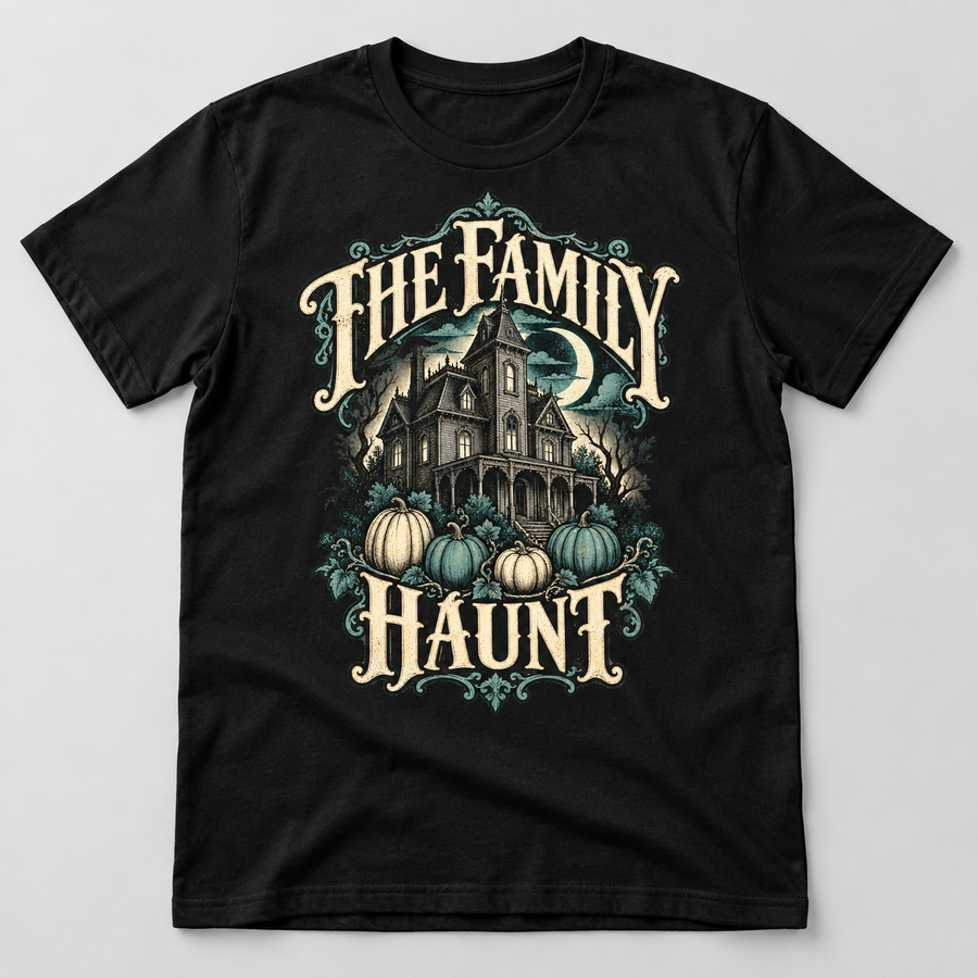 H007 — Black generic unisex crew-neck T-shirt mockup; illustrative preview