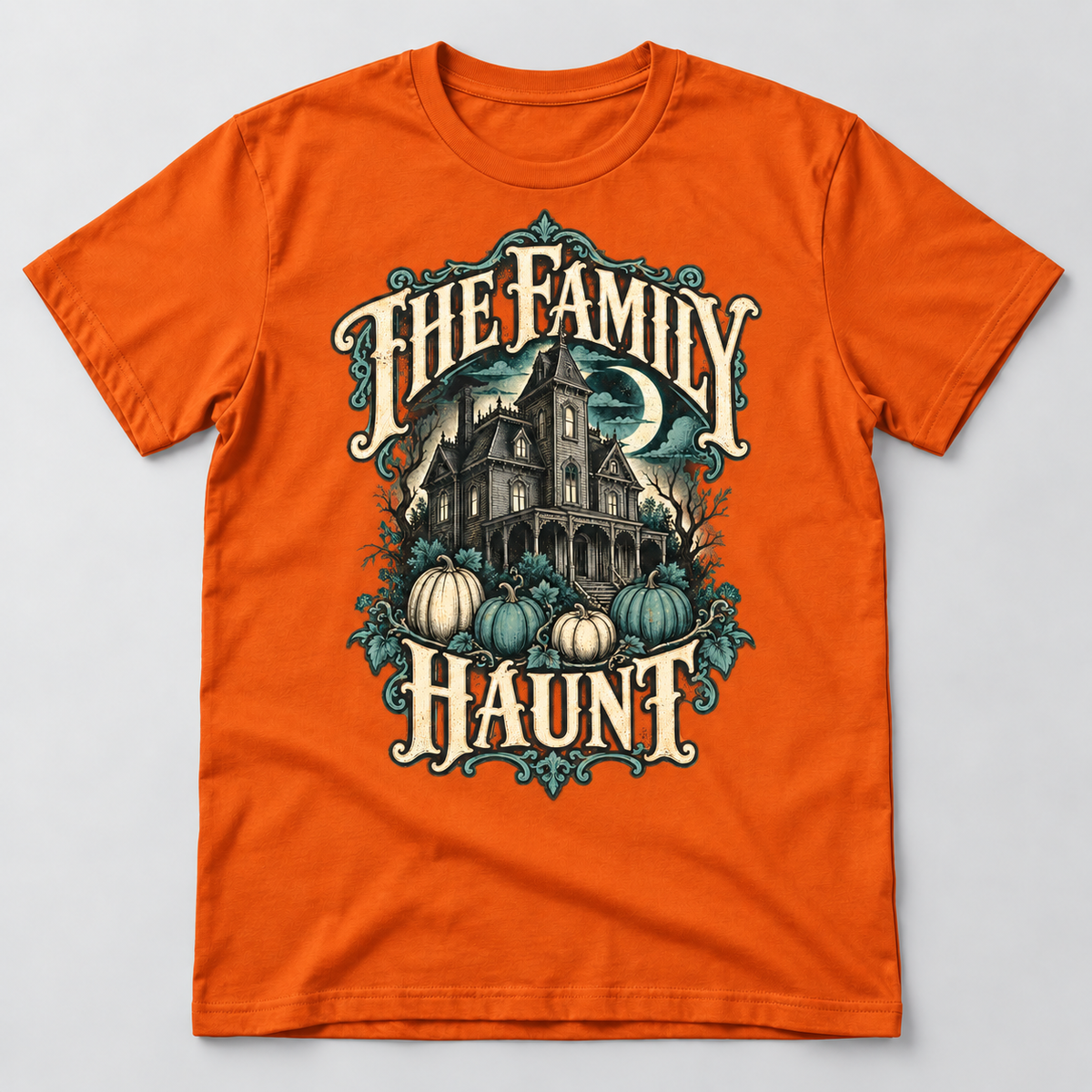 H007 — Orange unisex crew-neck T-shirt mockup; illustrative preview