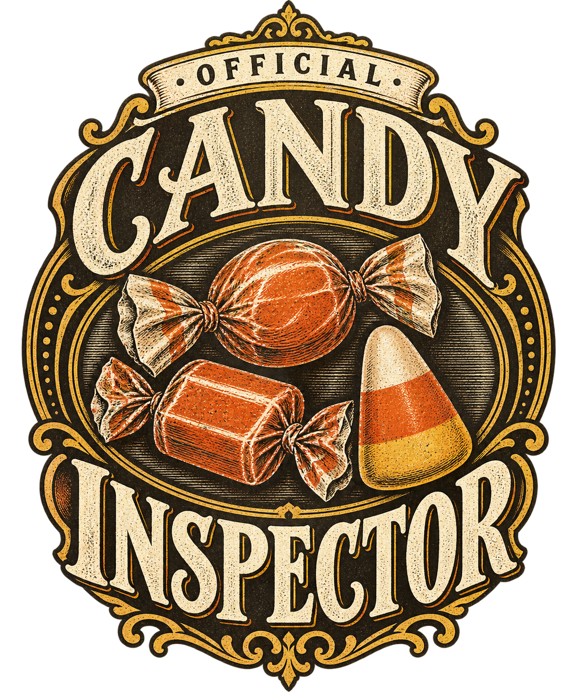 H008 Official Candy Inspector artwork concept — not a garment photograph