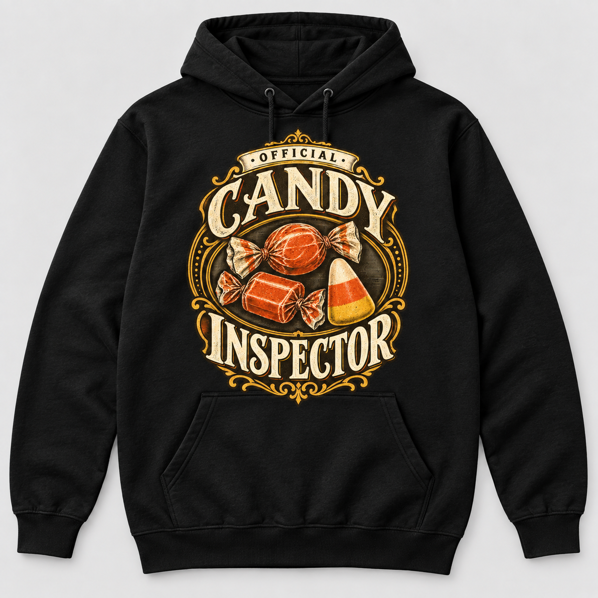 H008 — Black hoodie mockup; illustrative preview