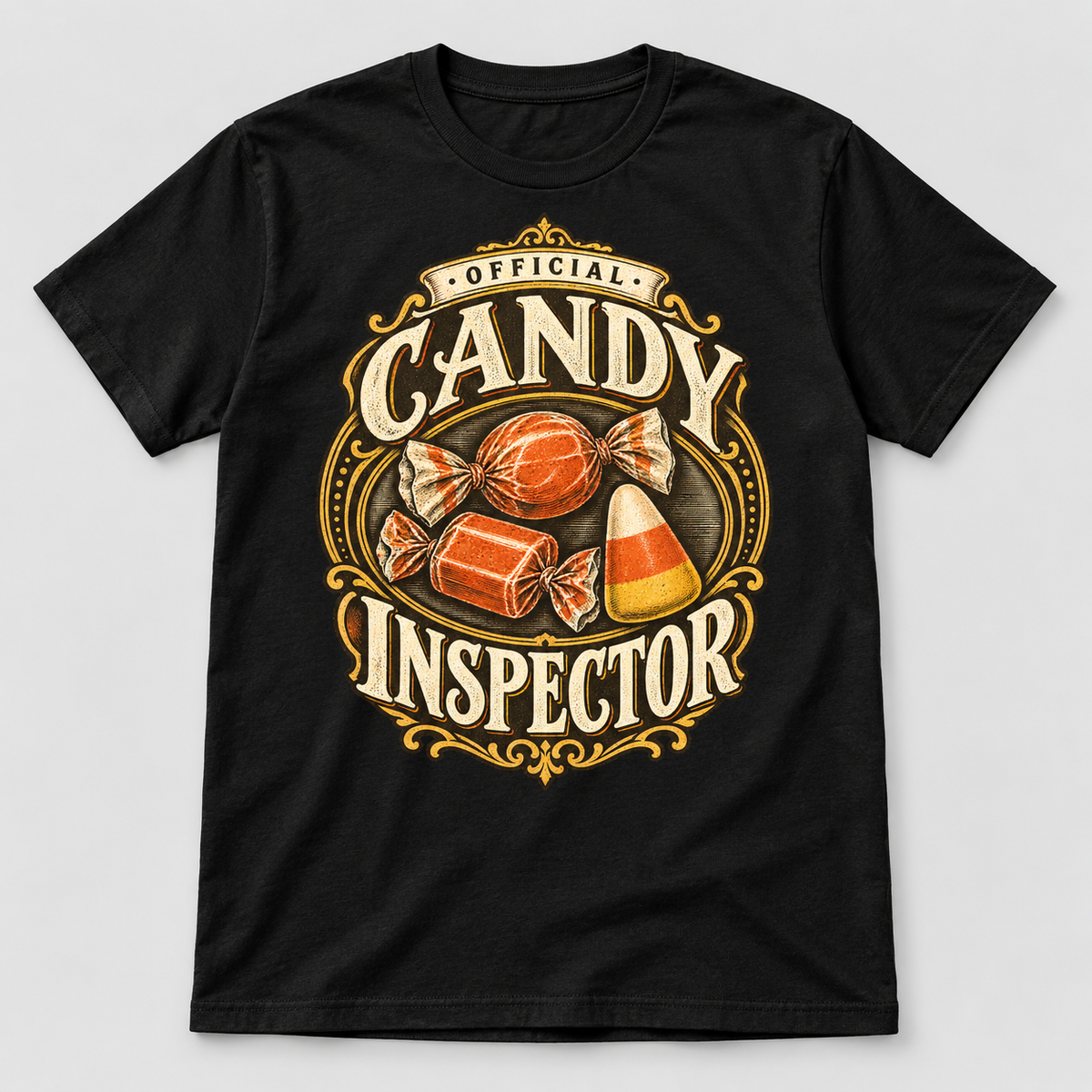 H008 — Black generic unisex crew-neck T-shirt mockup; illustrative preview