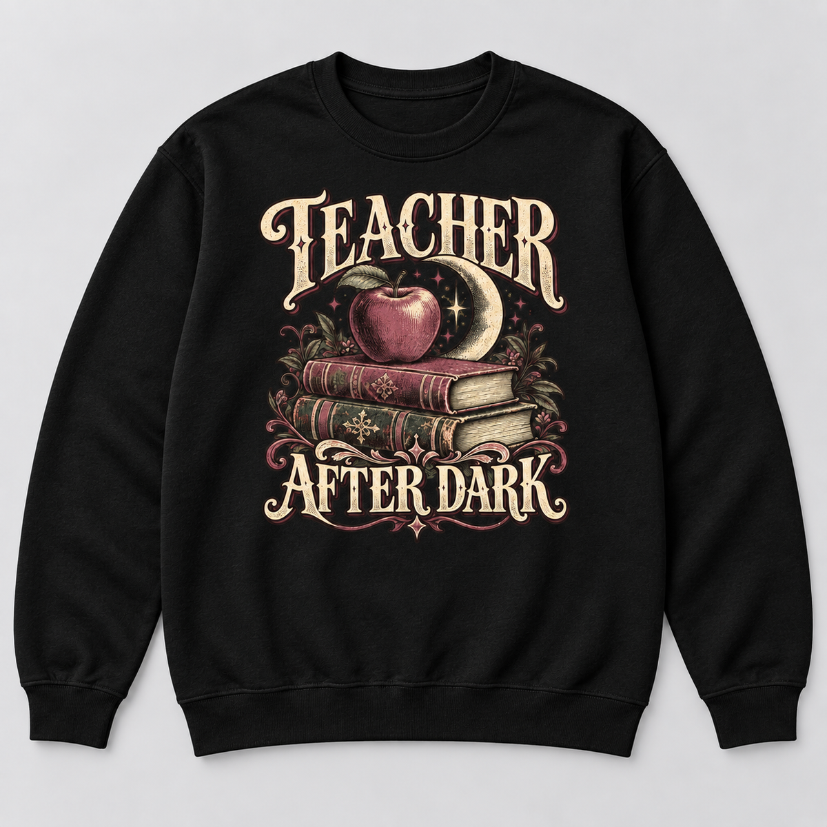 H009 — Black sweatshirt mockup; illustrative preview