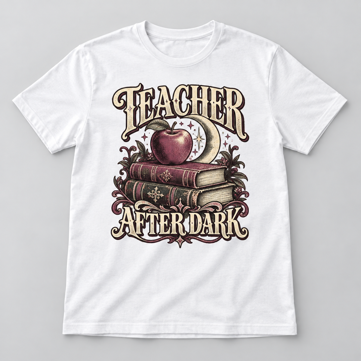 H009 — White generic unisex crew-neck T-shirt mockup; illustrative preview