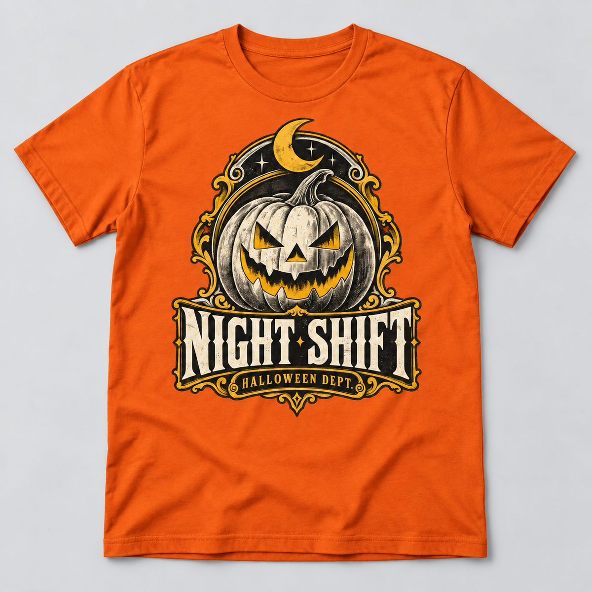 H010 — Orange unisex crew-neck T-shirt mockup; illustrative preview