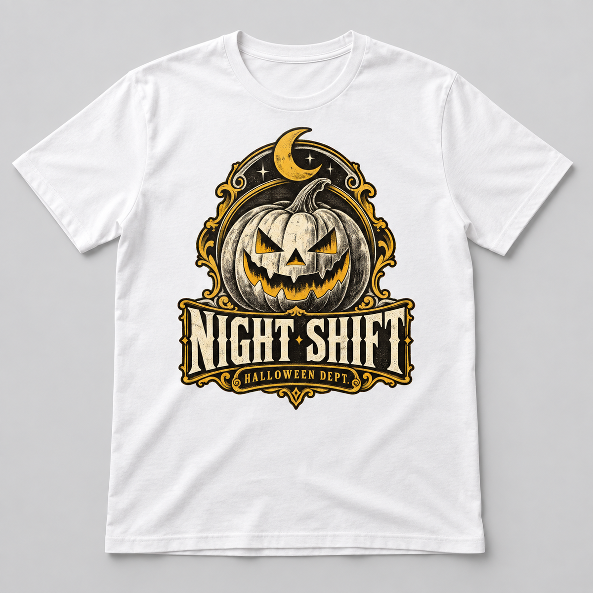 H010 — White generic unisex crew-neck T-shirt mockup; illustrative preview