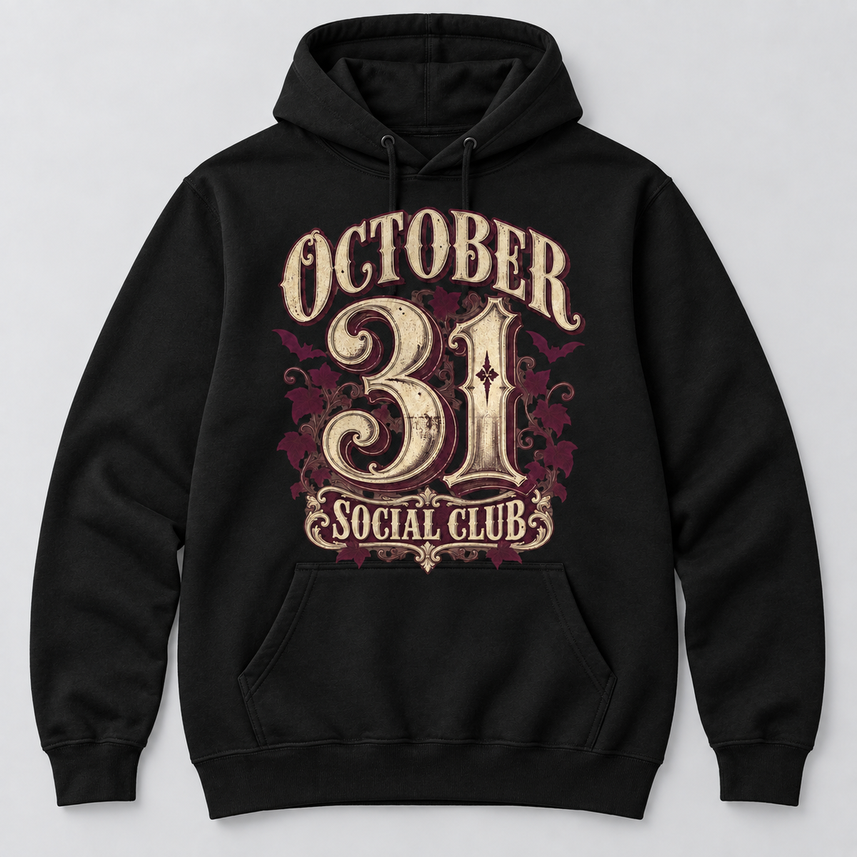 H012 — Black hoodie mockup; illustrative preview