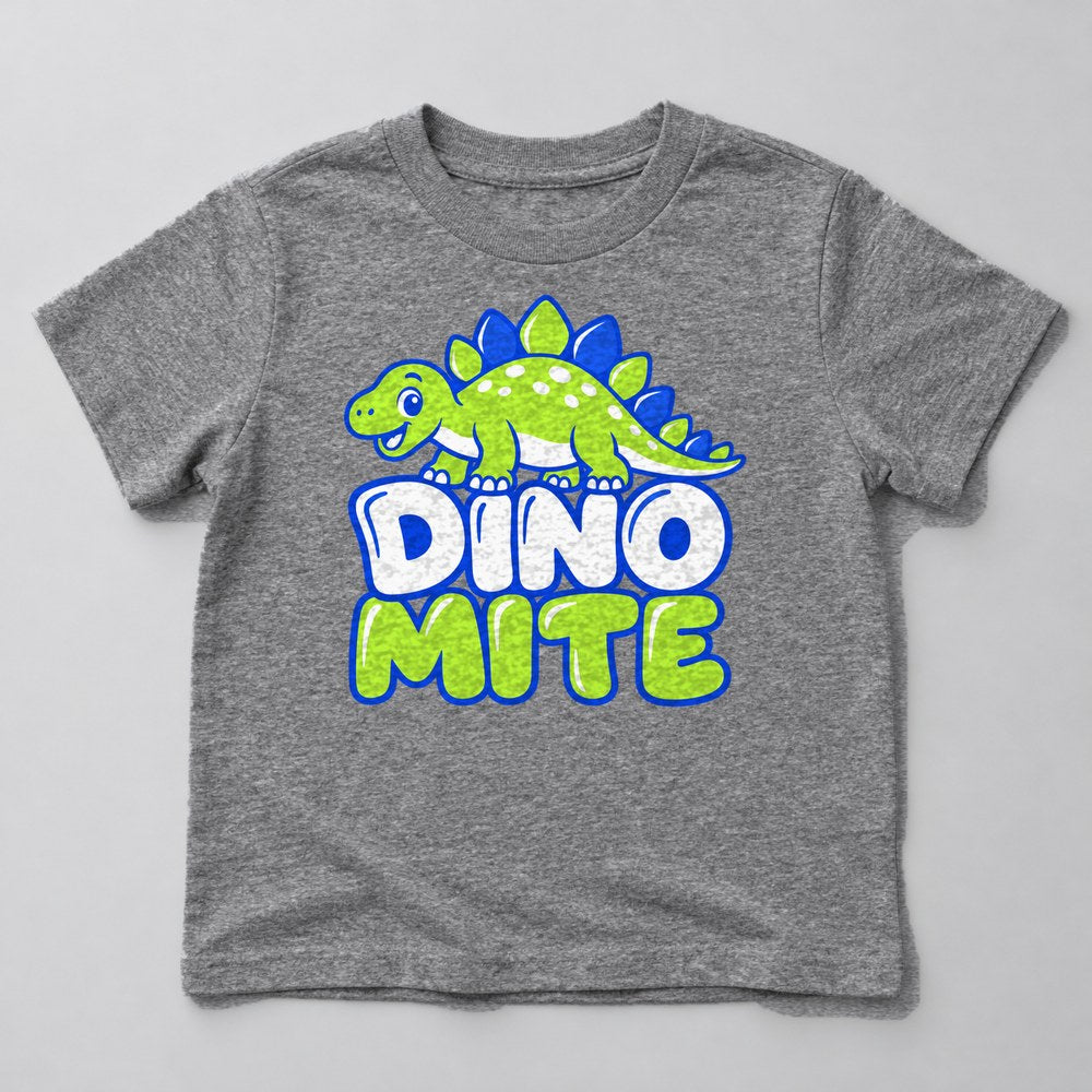 Dino Mite Kids T-Shirt in Heather Grey