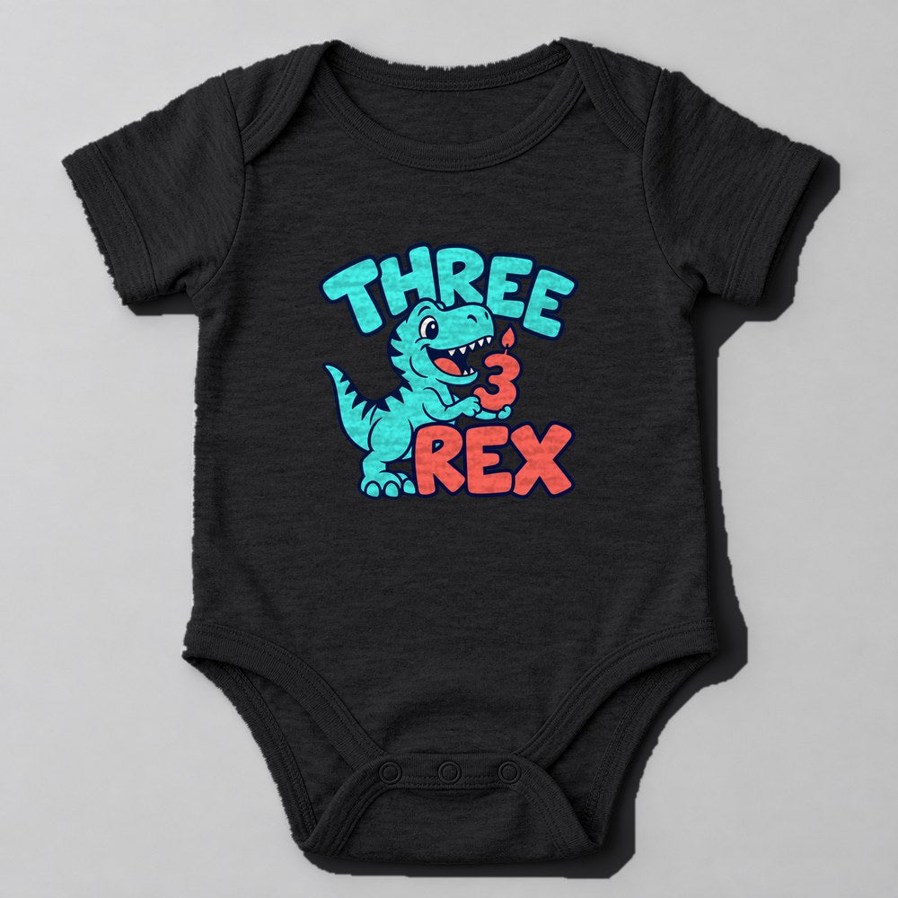 Three Rex Baby Onesie in Black