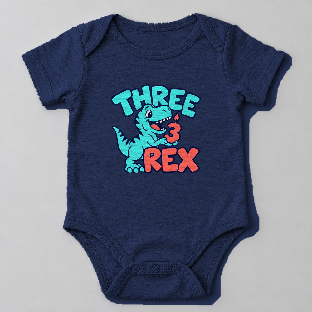 Three Rex Baby Onesie in Navy
