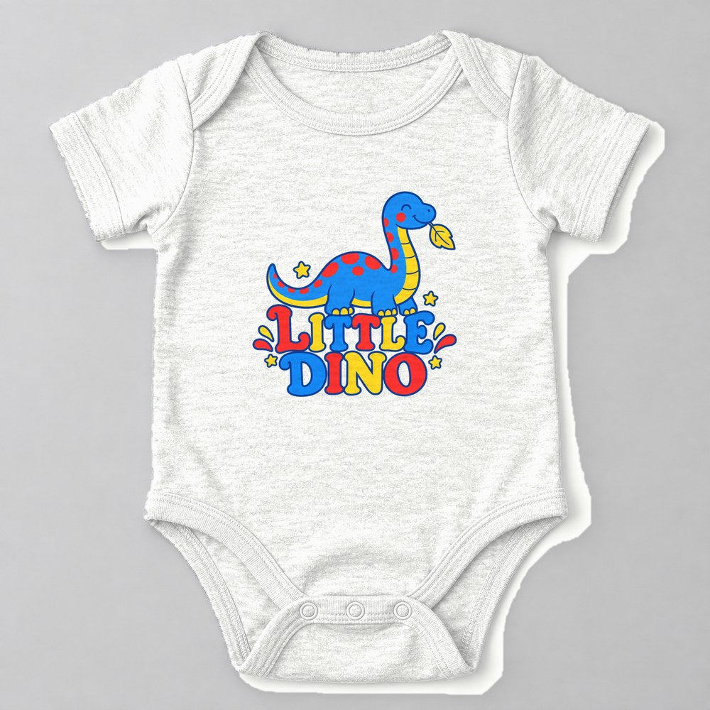 Little Dino Baby Onesie in White