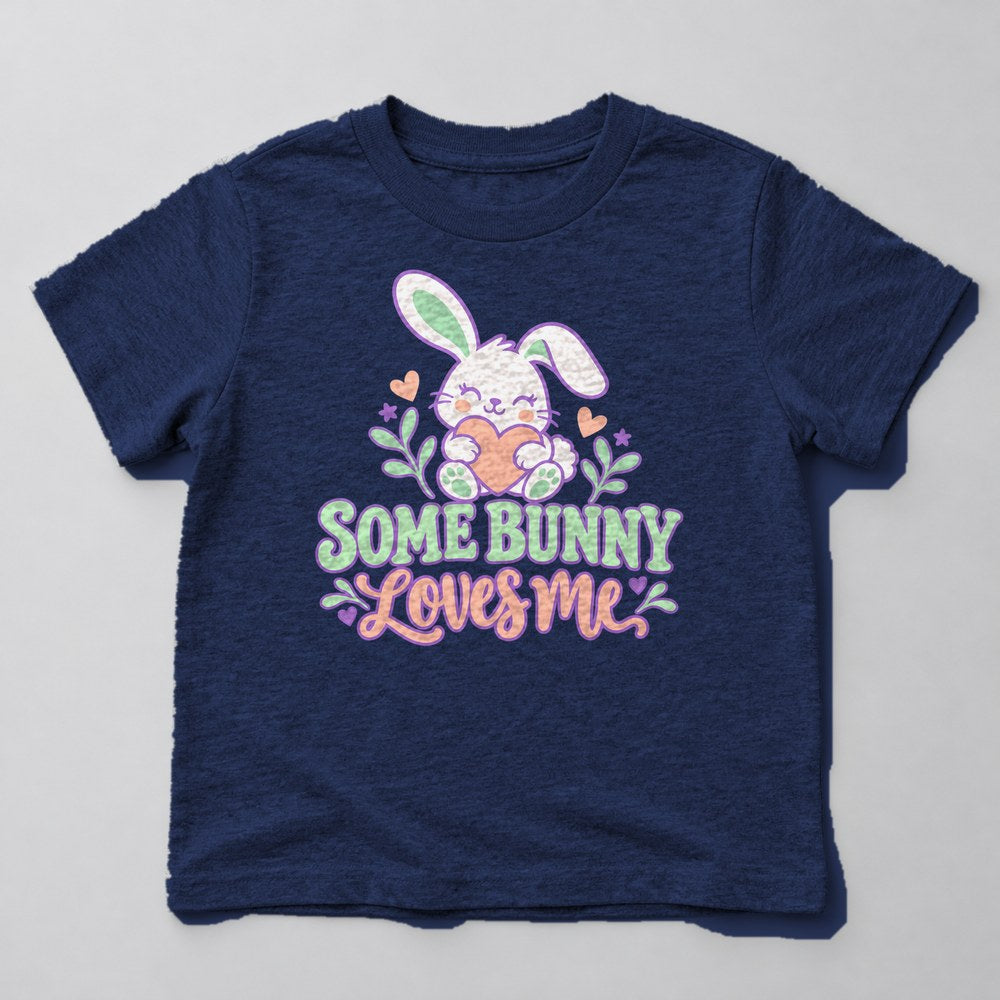 Some Bunny Loves Me Kids T-Shirt in Navy