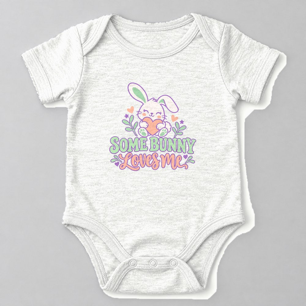 Some Bunny Loves Me Baby Onesie in White