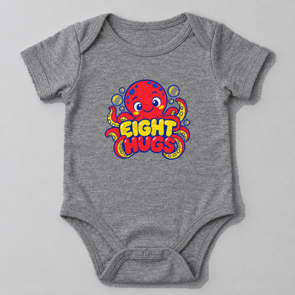 Eight Hugs Baby Onesie in Heather Grey