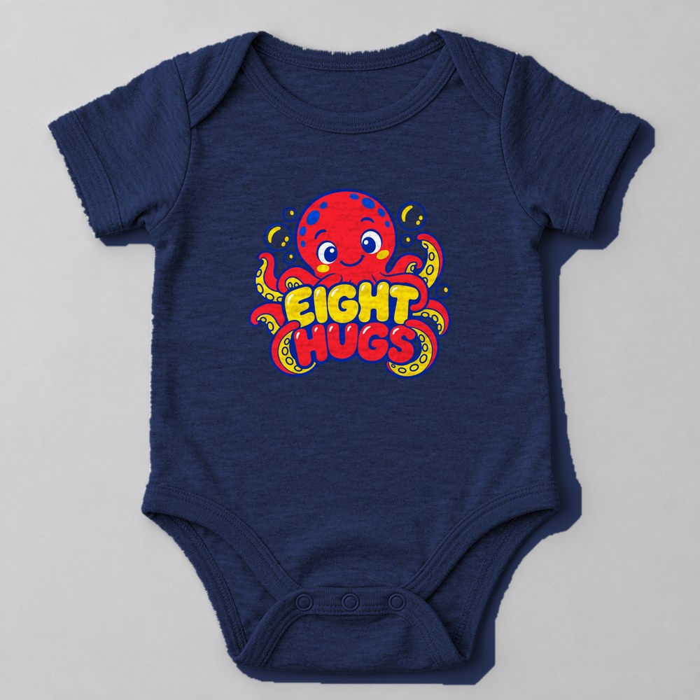 Eight Hugs Baby Onesie in Navy