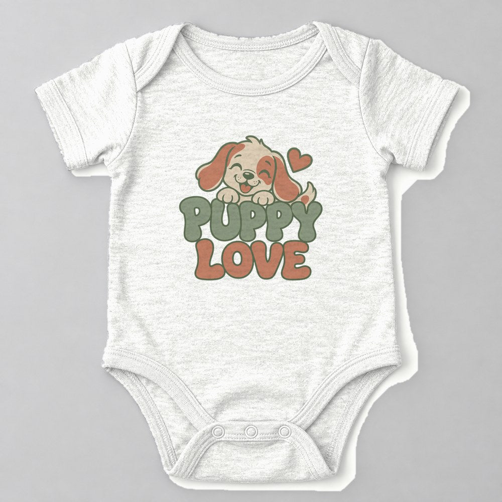 Puppy Love Baby Onesie in White