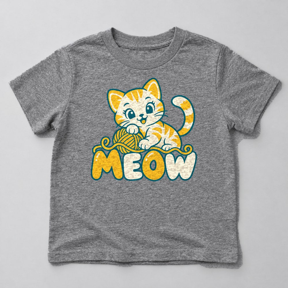 Meow Kids T-Shirt in Heather Grey