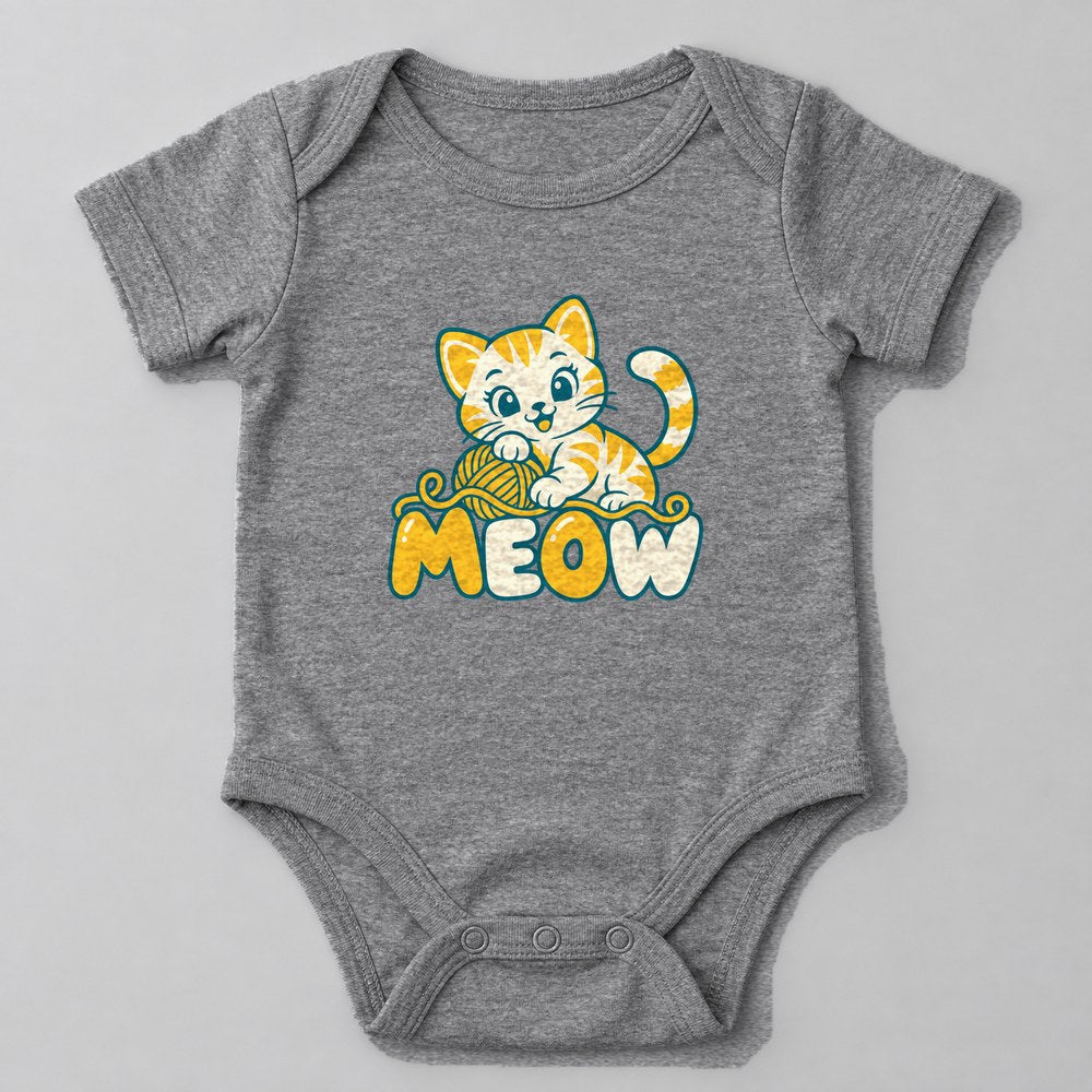 Meow Baby Onesie in Heather Grey