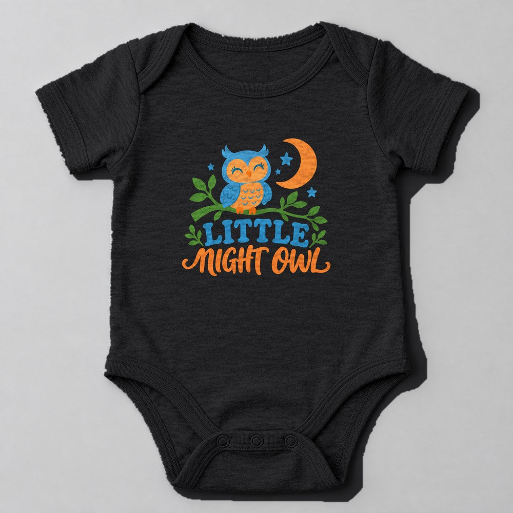 Little Night Owl Baby Onesie in Black