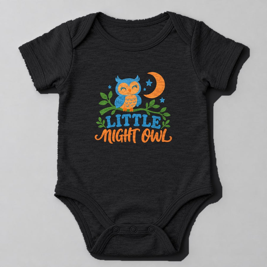 Little Night Owl Baby Onesie in Black