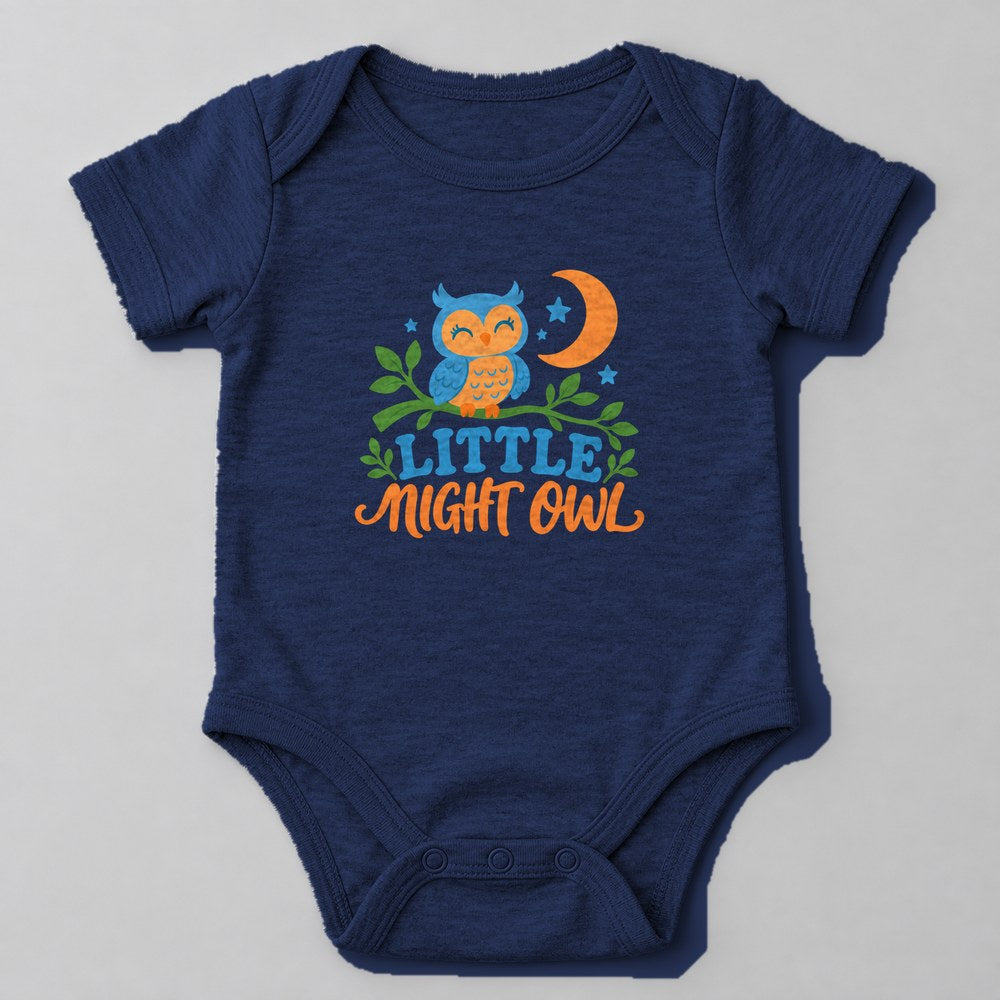 Little Night Owl Baby Onesie in Navy