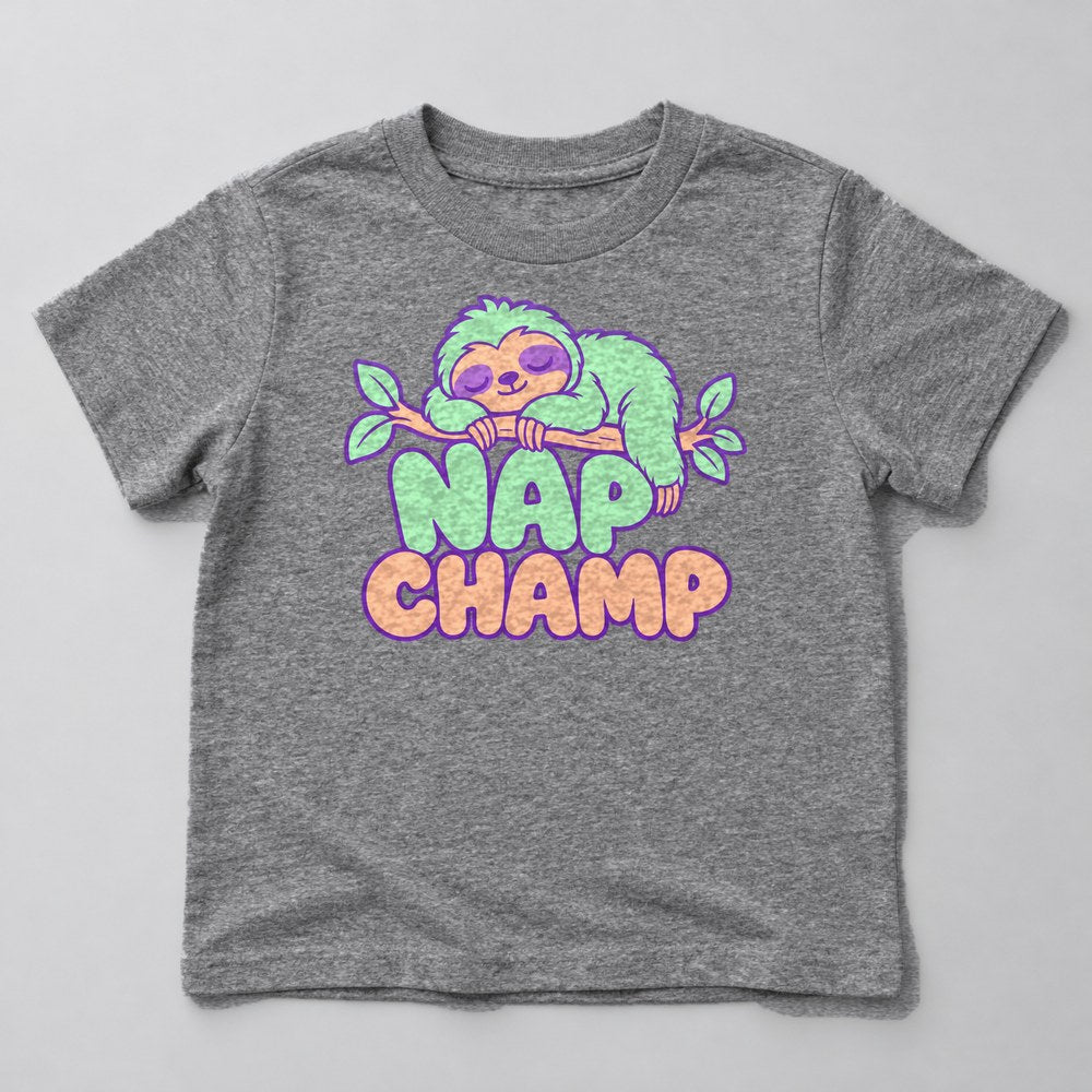 Nap Champ Kids T-Shirt in Heather Grey