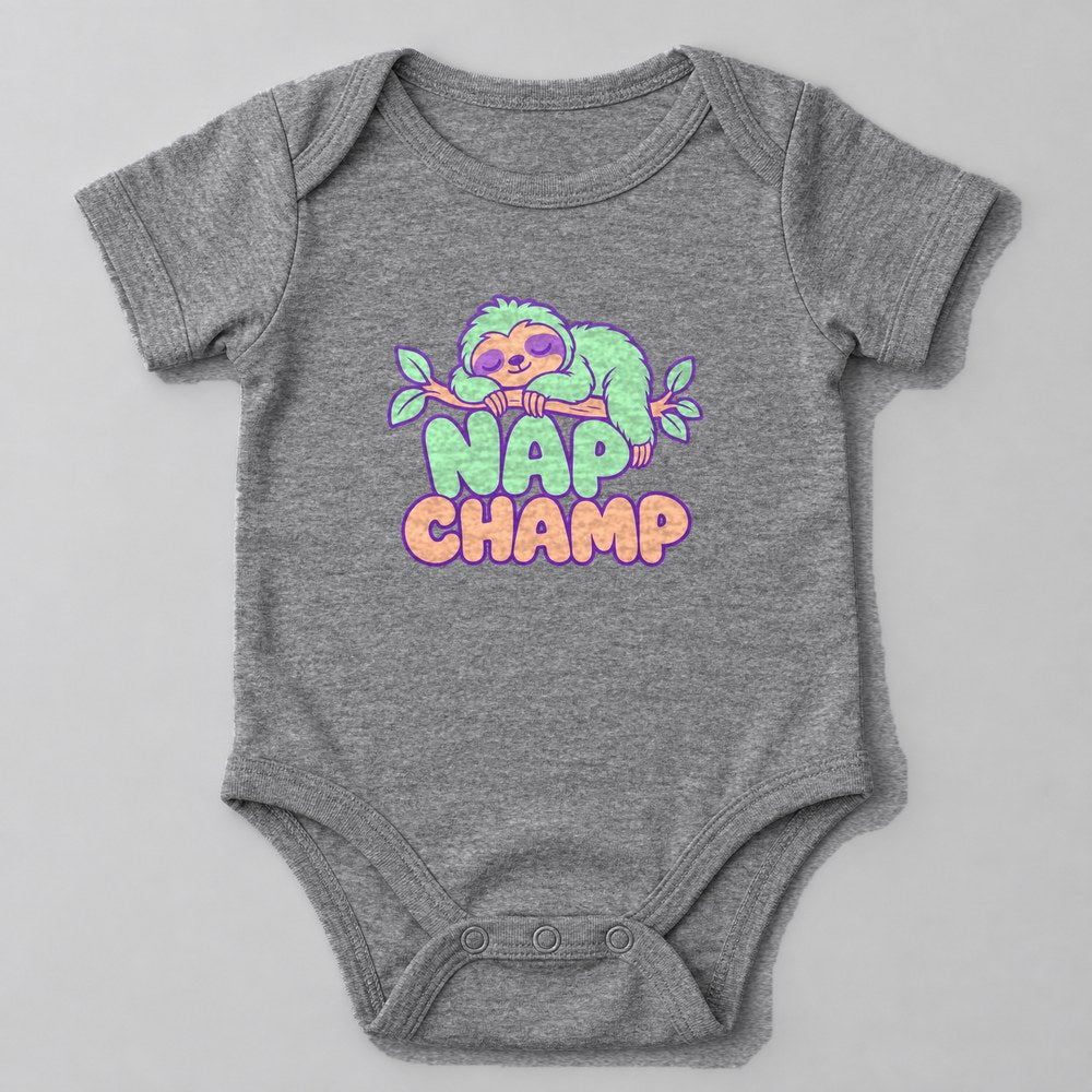Nap Champ Baby Onesie in Heather Grey