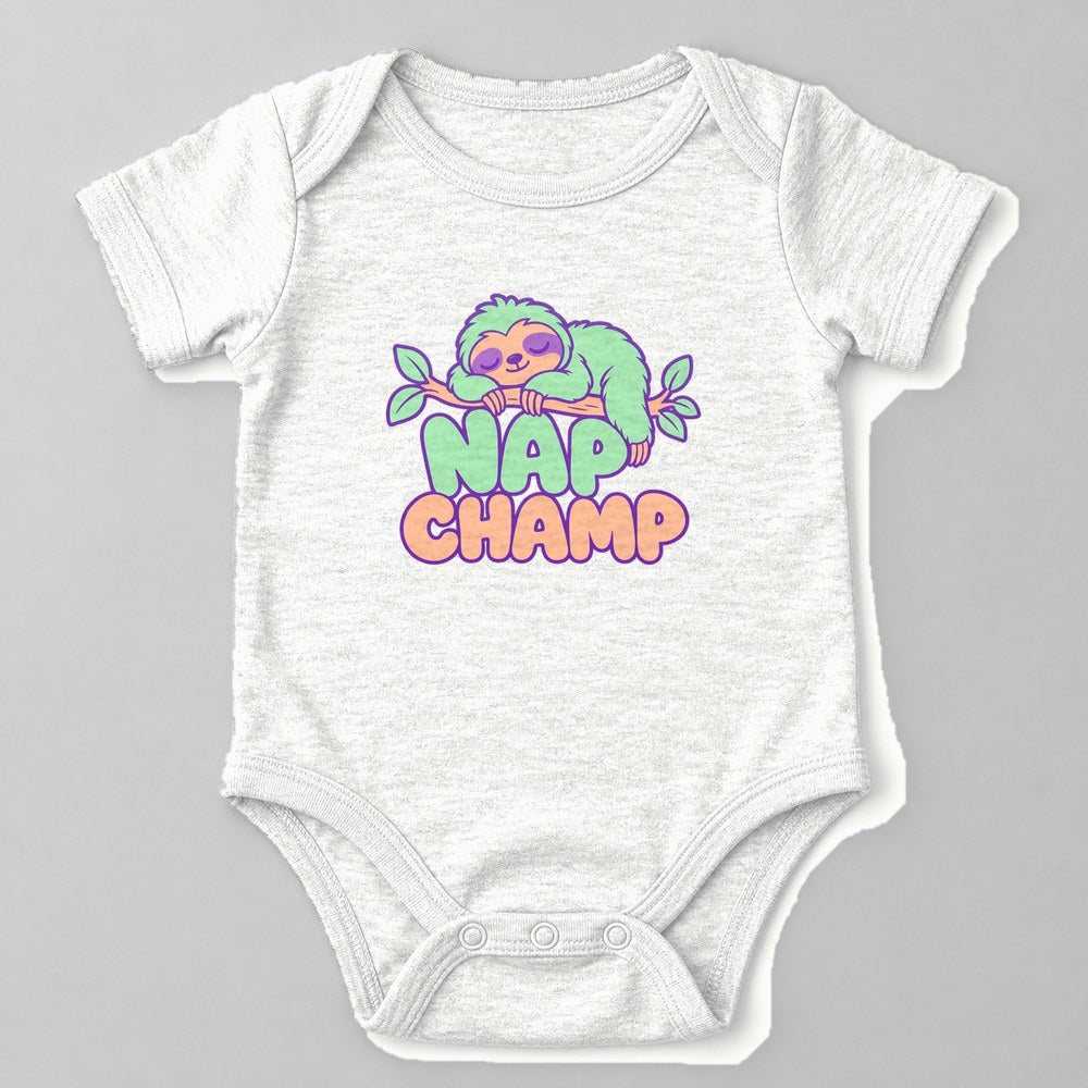 Nap Champ Baby Onesie in White