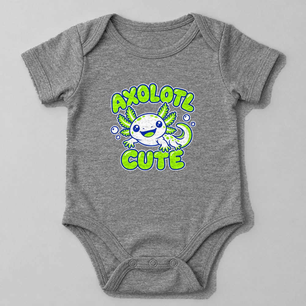 Axolotl Cute Baby Onesie in Heather Grey