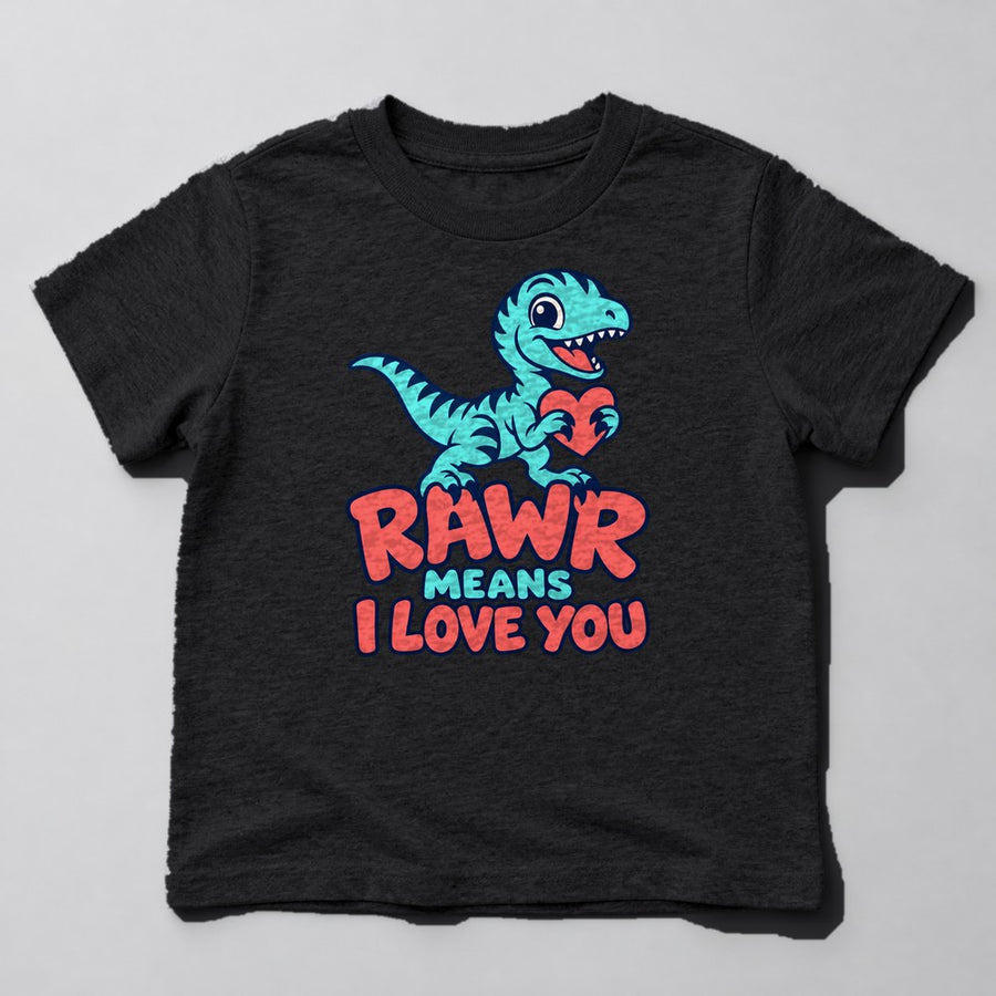 Rawr Means I Love You Kids T-Shirt in Black