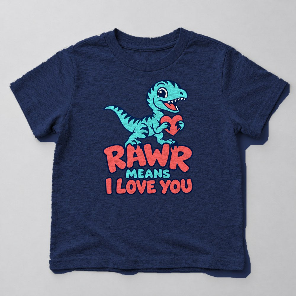 Rawr Means I Love You Kids T-Shirt in Navy