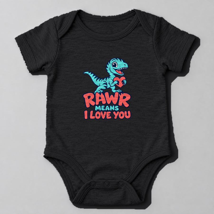 Rawr Means I Love You Baby Onesie in Black
