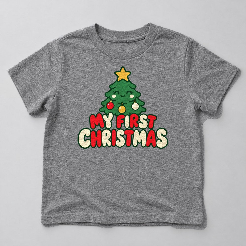 My First Christmas Kids T-Shirt in Heather Grey