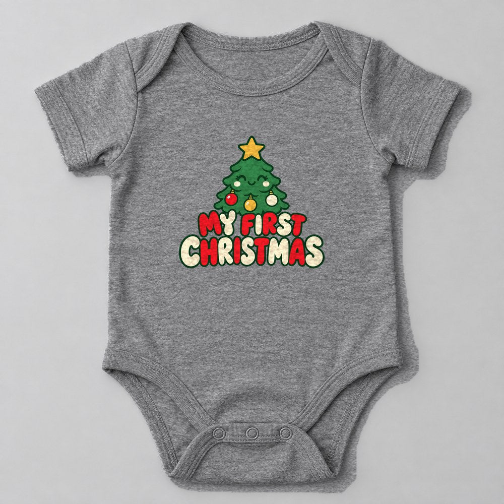 My First Christmas Baby Onesie in Heather Grey