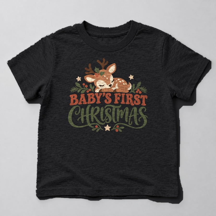Baby's First Christmas Kids T-Shirt in Black