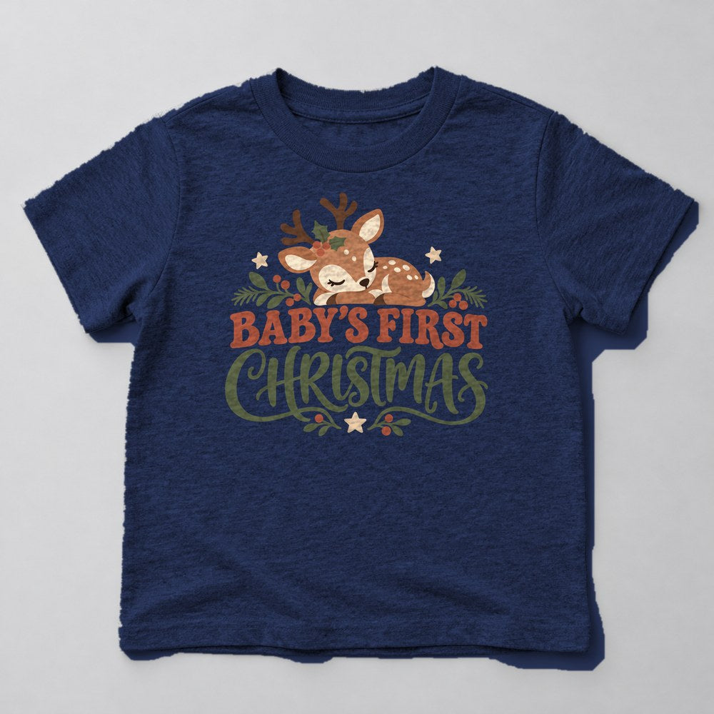 Baby's First Christmas Kids T-Shirt in Navy