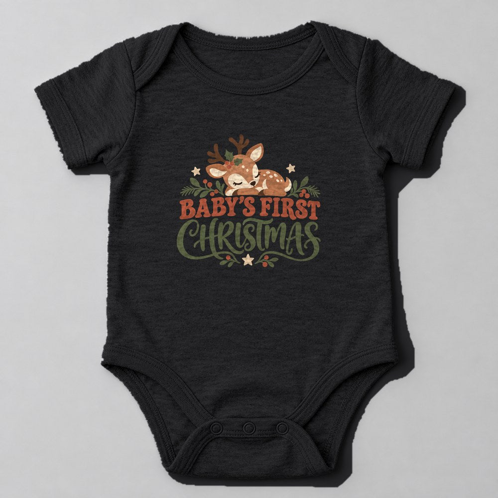Baby's First Christmas Baby Onesie in Black